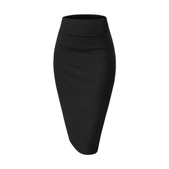 

Спідниця-олівець з запахом, однотонна, з високою талією, що струнчить, з дихаючої тканини, з дизайном розрізу спереду, спідниця для офісної леді 2XL чорний