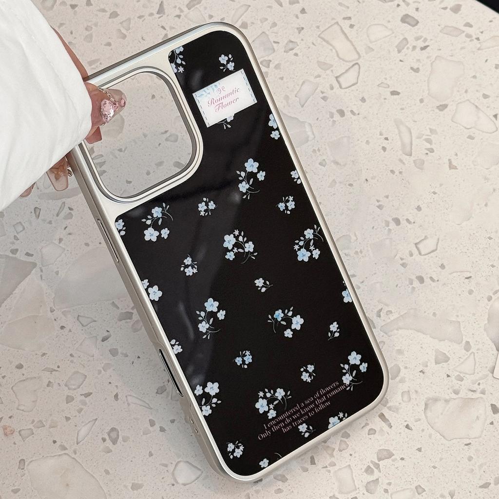 Magnetic Black and Blue Flower Stand Suitable for Apple 16pro Max Mobile Phone Case Iphone15 Acrylic 13 Huawei P70