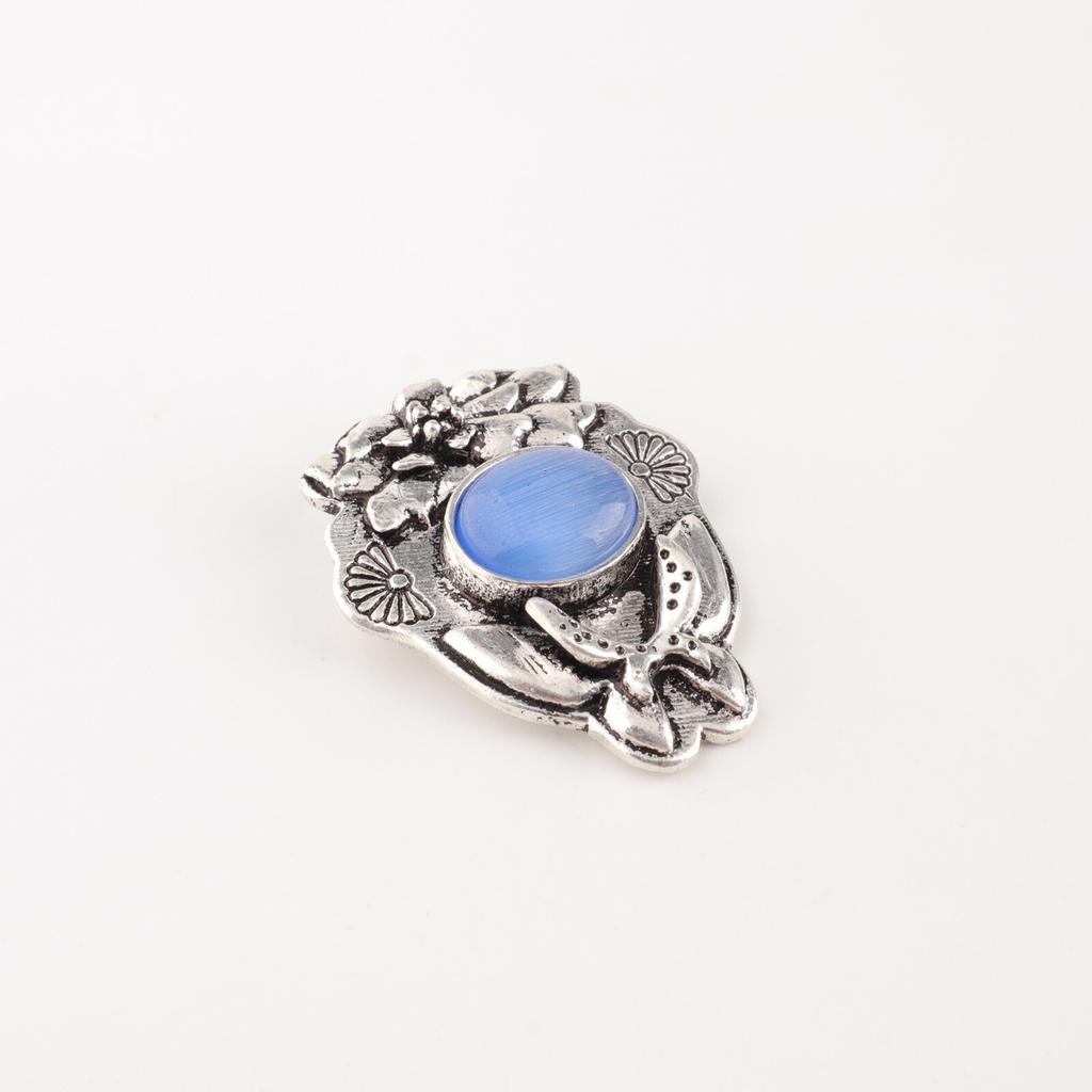 Dark Blue Cat's Eye Gemstone 925 Stamped Silver Jewelry Handmade Stylish Pendant CP-6-48