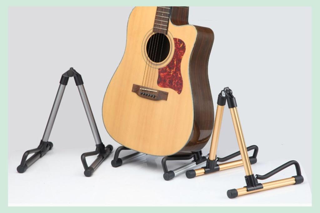 Portable Guitar Stand Compact, Foldable, (Silver)