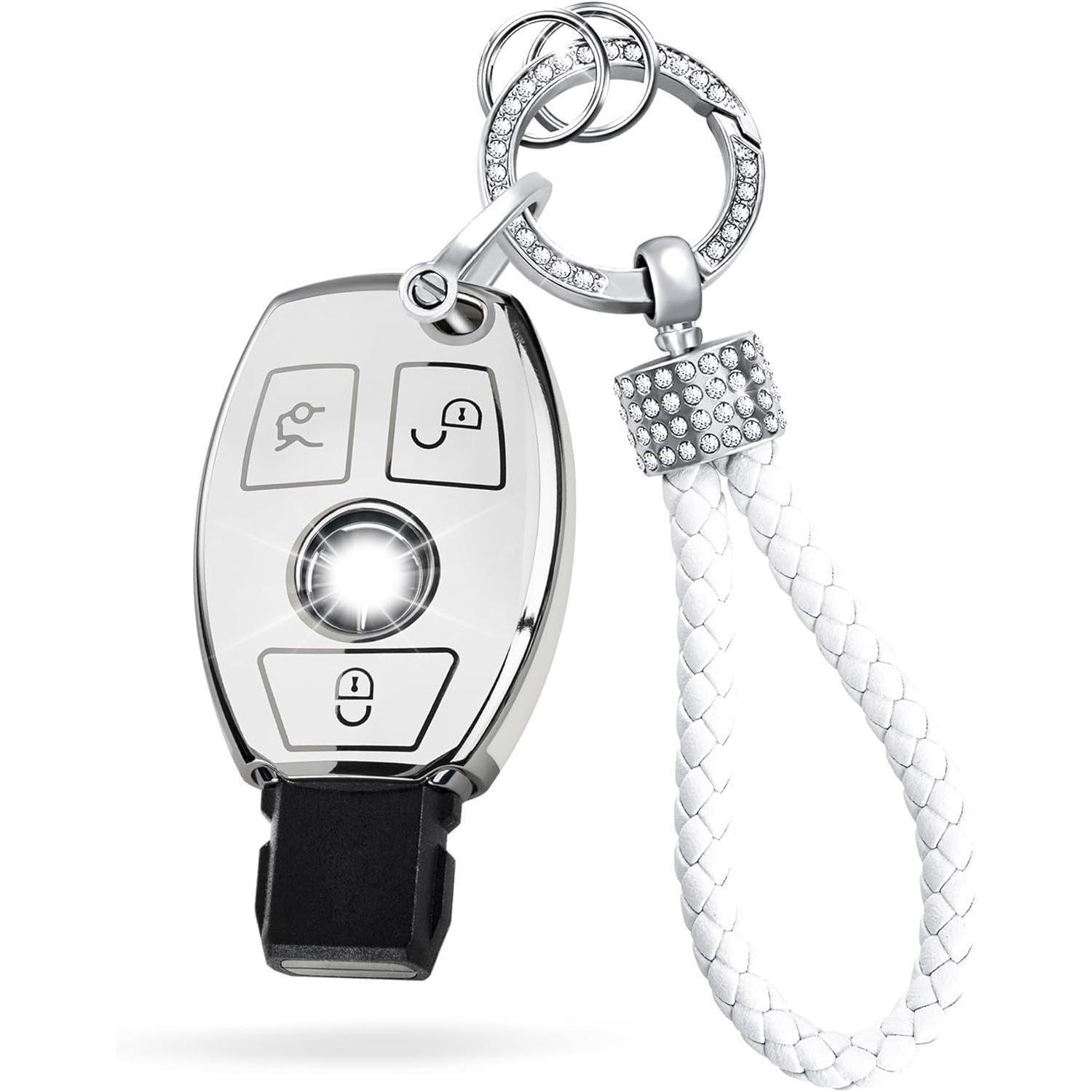 

Чехол для ключа автомобиля из ТПУ с цепочкой из ромбовидной веревки - дизайн с серебристой окантовкой. PE Bag