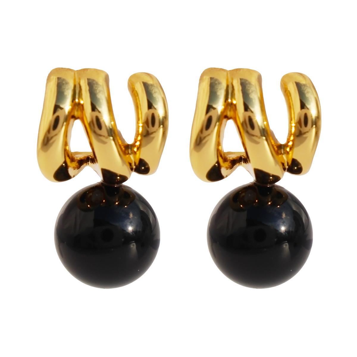 

Осень и зима Новые французские черные агатовые серьги Commuter модные волнистые металлические серьги-гвоздики женская мода серебряная игла 702