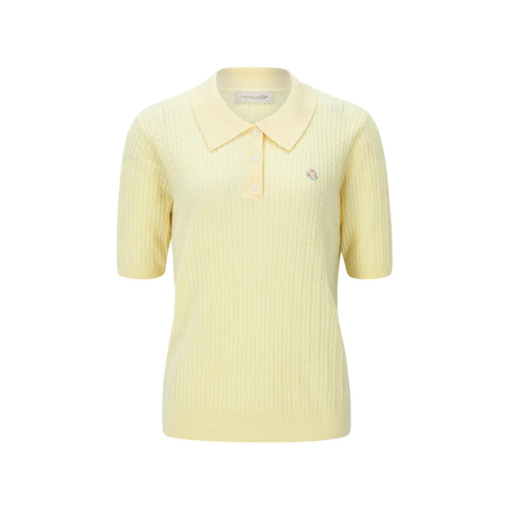 CASHMEANGIFT Wool Pique Collar Knit Top