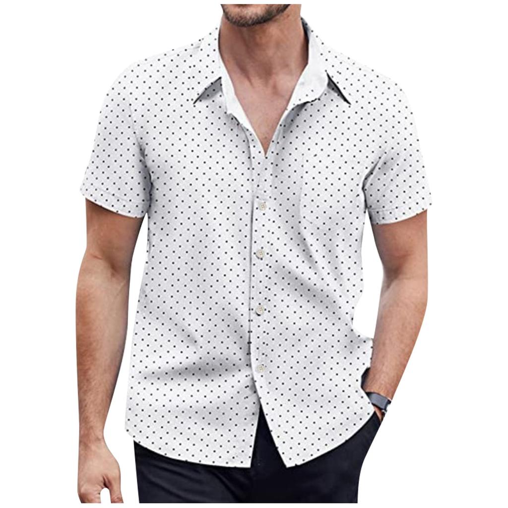 Short Sleeve Button Shirt Men'S Casual Short Sleeve Shirt Loose Shirt With Pocket