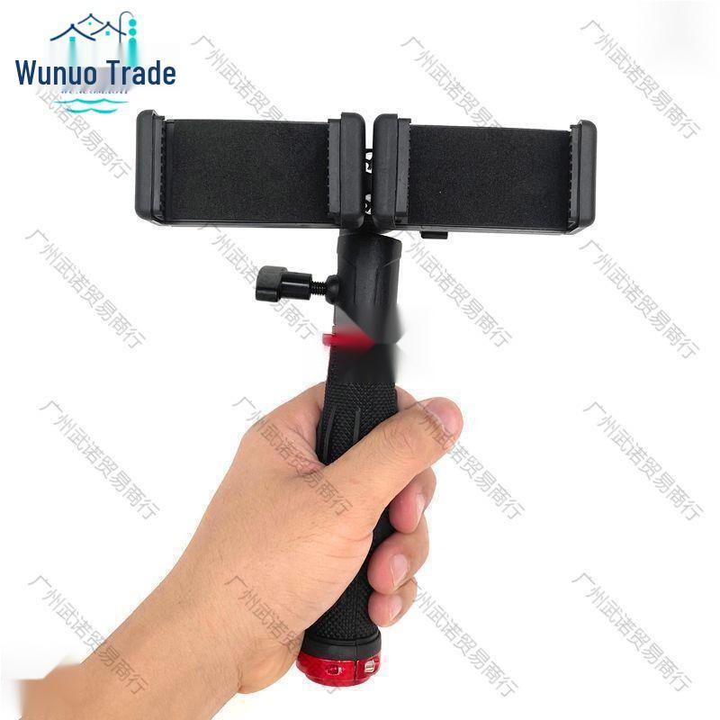 Support Trépied de Bureau Double pour Téléphone pour Streaming en Direct et Prises de Vue Extérieures avec Tête à Clip Portable