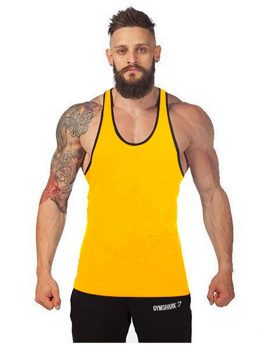 Men's Plus Size Solid Racerback Tank Top - Elastic Cotton Blend for Gym Training
