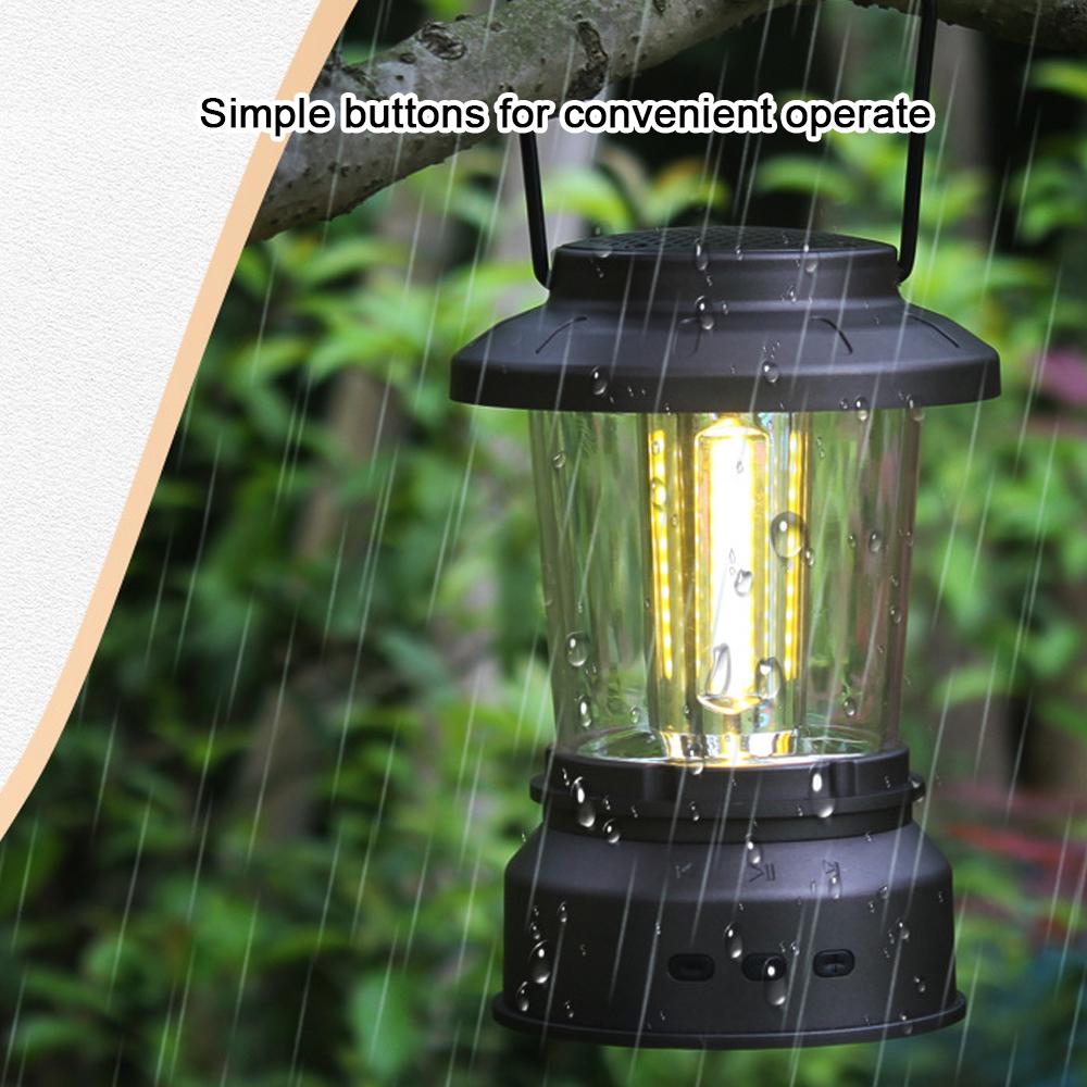 Portable Outdoor Retro Lantern Camping BT Speaker Light Tent Lamp USB Rechargeable Night Handhel
