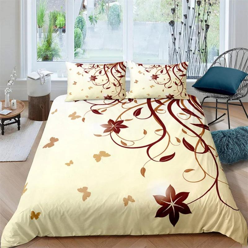 Comforter Tree Branches Botanical Leaves Print Bedding Set Polyester Nature Tree Comforter Queen Full For Kids Adults