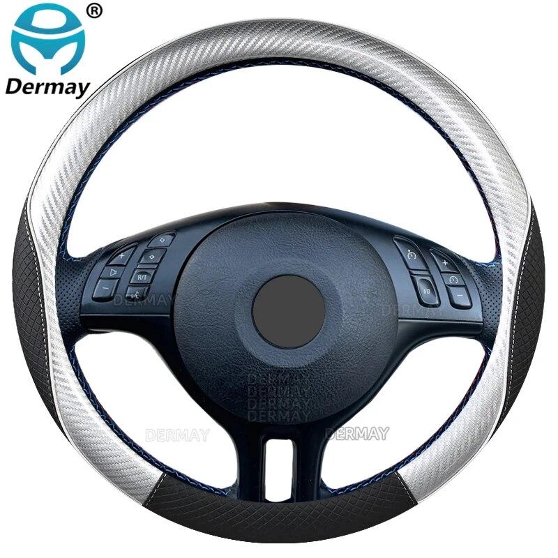 For BMW E46 3 Series M3 DERMAY Car Steering Wheel Cover Microfiber Leather+Carbon Fiber 16 Colors High Quality Auto Accessories