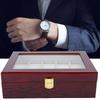 Elegante Holz-Uhrenbox 10 Fächer Rote Schmuckschatulle Luxuriöse Glänzende Vitrine Zuhause