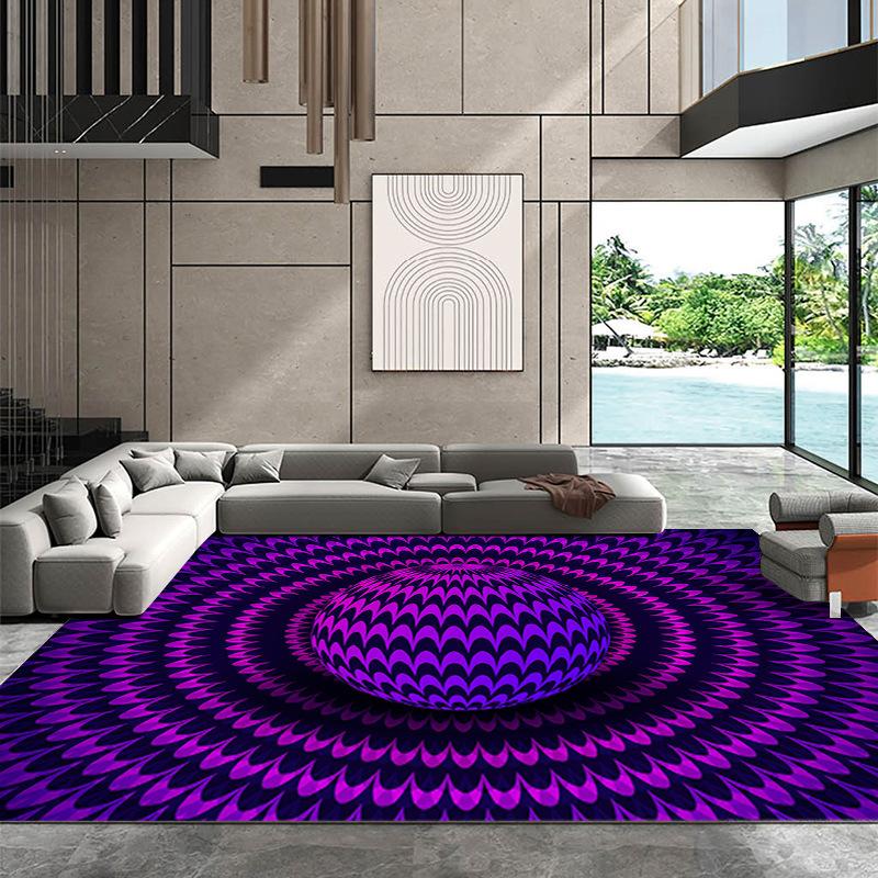 3D Vision Whirlpool Carpet Living Room Sofa Coffee Table Mat Bedroom Full of Foot Mat Home Decor Crystal Velvet Floor Mat