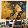 2D Flat - 2D Flat - 2D Flat Print 1pc Tapestry Golden Goddess Side Profile Tapestry, Dreamy Geometric Pattern Art Decor for Home Wall Ideal Interior D
