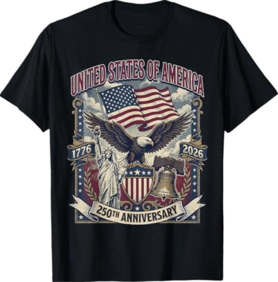 American 250th Anniversary Flag Liberty Eagle 250 Years USA T-Shirt