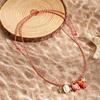Ceramic Shell Fish Pendant Necklace for Women Irregular Gravel Braided Rope Adjustable Necklace Ocean Theme Boho Beach Jewelry