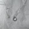 Su Chuang S925 Sterling Silver Circle Round Snake Bone Necklace for Women - High-End, Simple, Versatile Clavicle Chain Design.