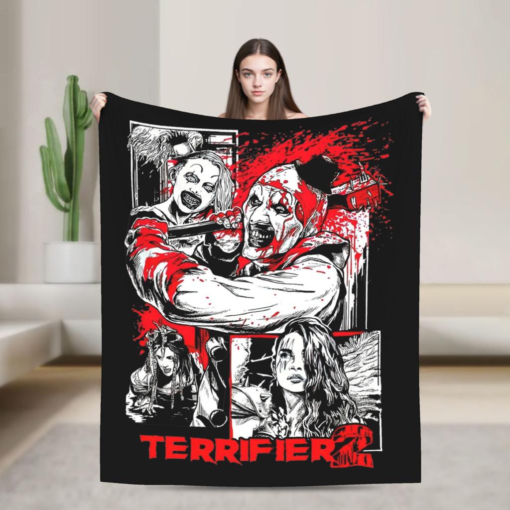 Art the Clown The Terrifier 3 Blanket Fleece Printed Multifunction Lightweight Thin Throw Blankets for Sofa Outdoor Bedspreads