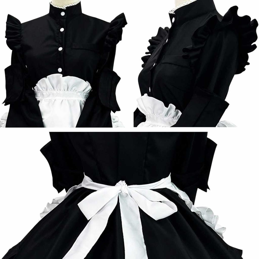 Maid Chinese Halloween Maid Chinese Long Plus Sizes [monoii] Outfit, Dress, Cosplay, Costume, Sleeved,
