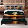 3pcs Sunset Pattern Printed Bedding Set Including One Quilt Cover and Two Pillowcases (pillow Inserts Not Included)