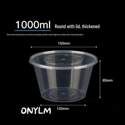 ONYLM Disposable Round Plastic Food Container with Lid