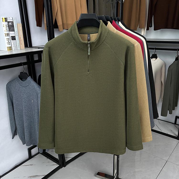 Woodpecker Men's Thick Velvet Fleece Hoodie with Half-Zip and Stand Collar for Autumn/Winter 2025