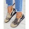 Women's Plus Size Leopard Print Slip-On Canvas Sneakers, Flat Casual Shoes