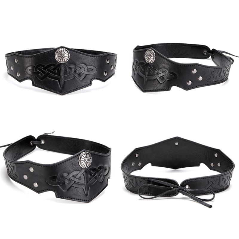 Medieval Embossed Leather Headband Men Medieval Leather Headpiece Medieval Outfit Accessories for Halloween Cosplay