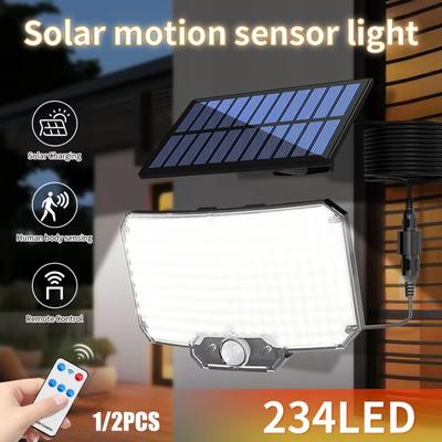 234 LED Solar Wandleuchte mit Bewegungssensor Infrarot-Fernbedienung 3 Modi Terrasse Veranda Garten Hinterhof Solar Außenleuchte