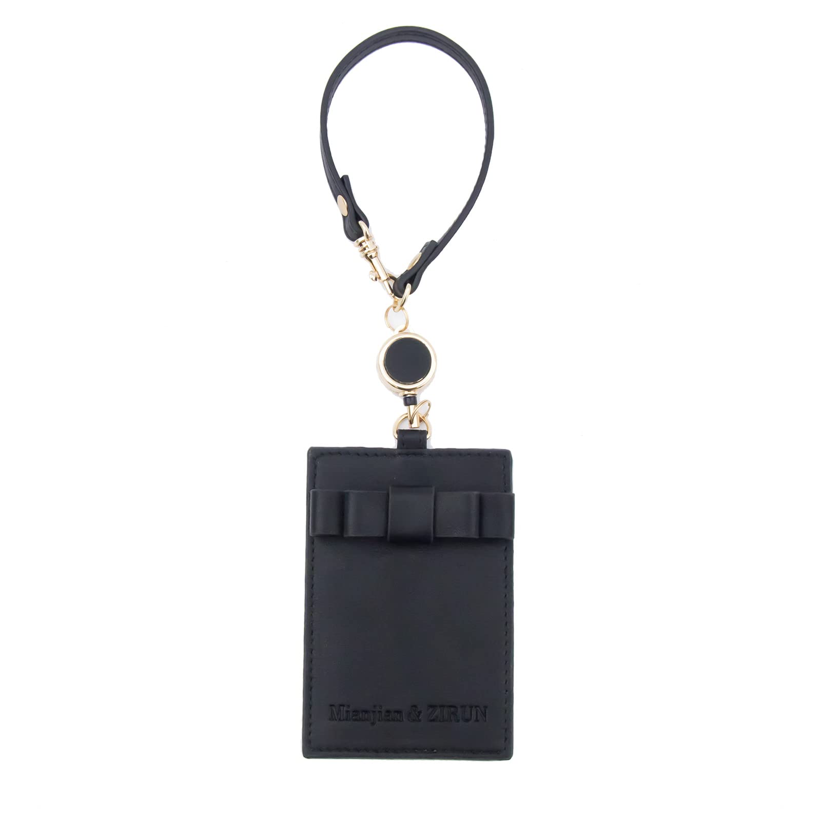 

[Mianjian & ZIRUN] Чехол-пропуск на катушке, Карман для карт с катушкой, Вертикальный растягивающийся ПУ-кожа, Двусторонние карманы, Держатель для пропусков с ремешком и лентой,