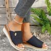 Women's Casual Wedge Slide Sandals Open Toe Slip On Summer Comfortable Lightweight Footwear with Textured Upper and Cushioned Insole