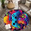 Colorful Gaming Controller Round Carpet Flannel Modern Art Living Room Rug Gamer Paradise Decor