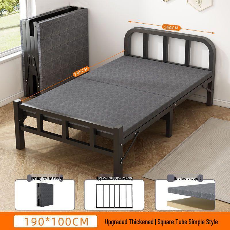 Outdoor Folding Wrought Iron Bed: Portable Single Bed for Home, Office, or Camping