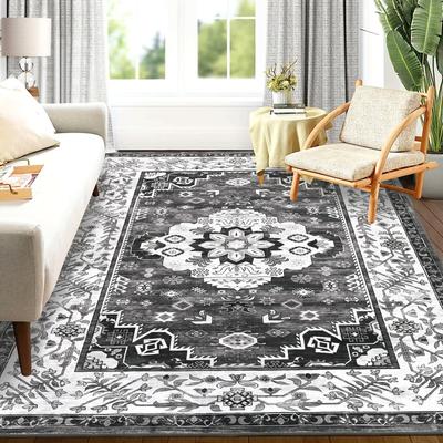 Tapis d'entrée Bohème Tapis Vintage Médaillon Oriental pour Salon Buanderie Tapis de Sol Antidérapant pour Canapé Chambre Décoration de Maison