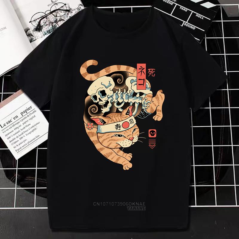 Kawaii Catana Tshirt Harajuku Cartoon Cat Print Top Women Men Casual Comfortable Tee Oversized Tshirt Roupas Masculinas