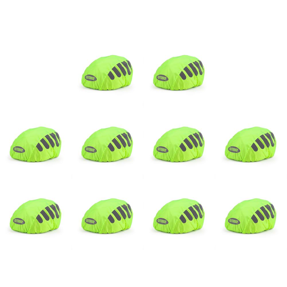 

10PCS Cycling Helmet Cover with Reflective Strip Waterproof and Windproof Safety Riding Hat Adjustable Bicycle Helmet Cover
