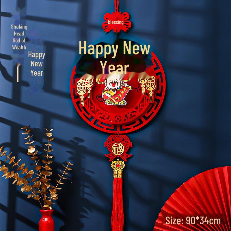 2025 Year of the Snake Spring Festival God of Wealth Pendant - New Year Door Hanging Decoration for Living Room