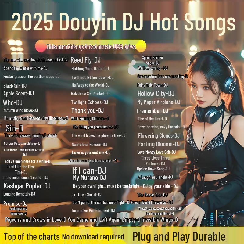 USB Flash Drive with Hit Songs: Ideal for Douyin, Kuaishou & DJ Music. Includes Speaker & Radio Audio.