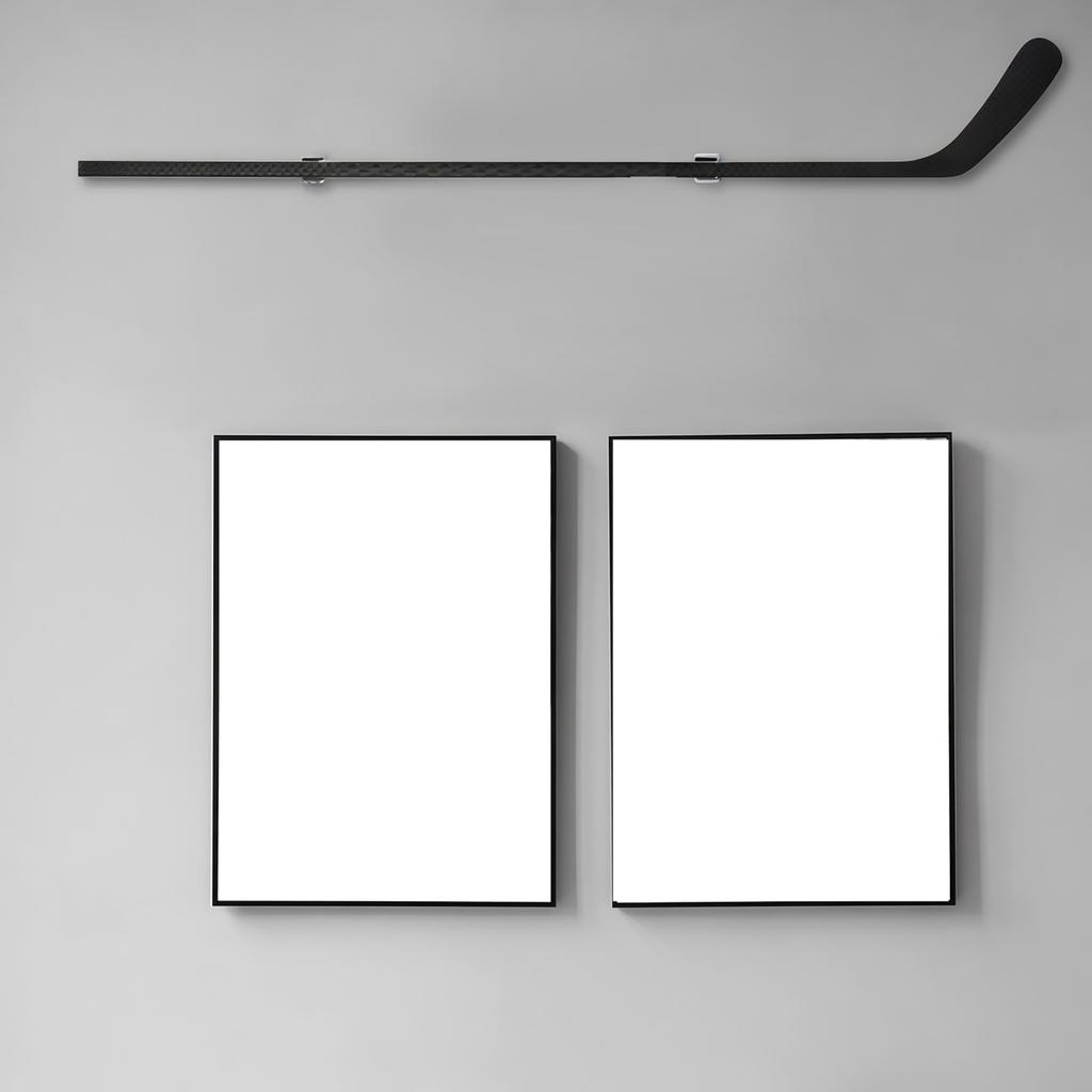 2PCS Hockey Stick Wall Mount Racks Space Saving Ice Hockey Stick Storage Hangers with Scratch Proof Pad