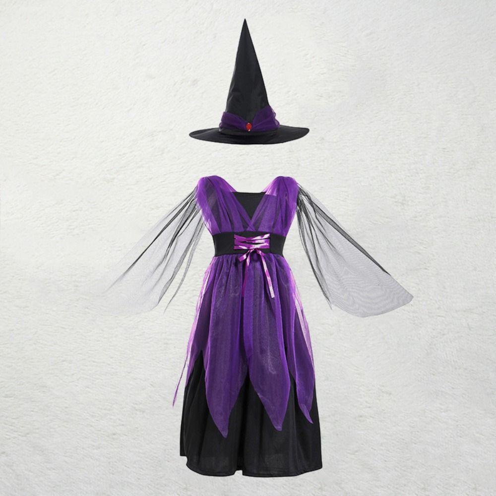 Pointy Hat Childern Halloween Costumes Wizard Halloween Cosplay Costumes  1-6 Y Girls