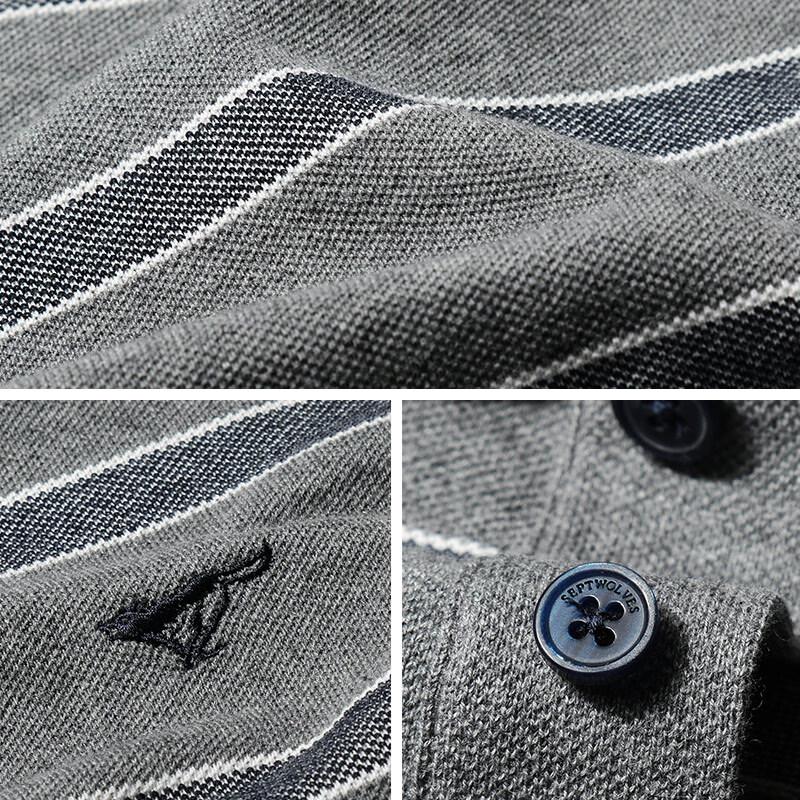Seven Brand Men's Long Sleeve Striped Polo T-Shirt