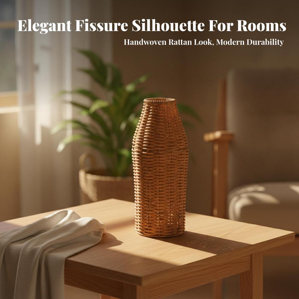Rattan-Look Plastic Vase Long-Lasting for Reading Nook