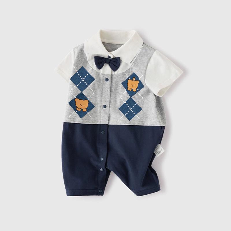 

Gentleman Style Baby Romper - Short Sleeve Summer Outfit for 1-Year-Olds 73 cm