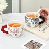 Retro Flowery Creative Ceramic Mug Home Cup Office Coffee Cup Breakfast Afternoon Tea Cup Living Room Desktop Drinking Utensils