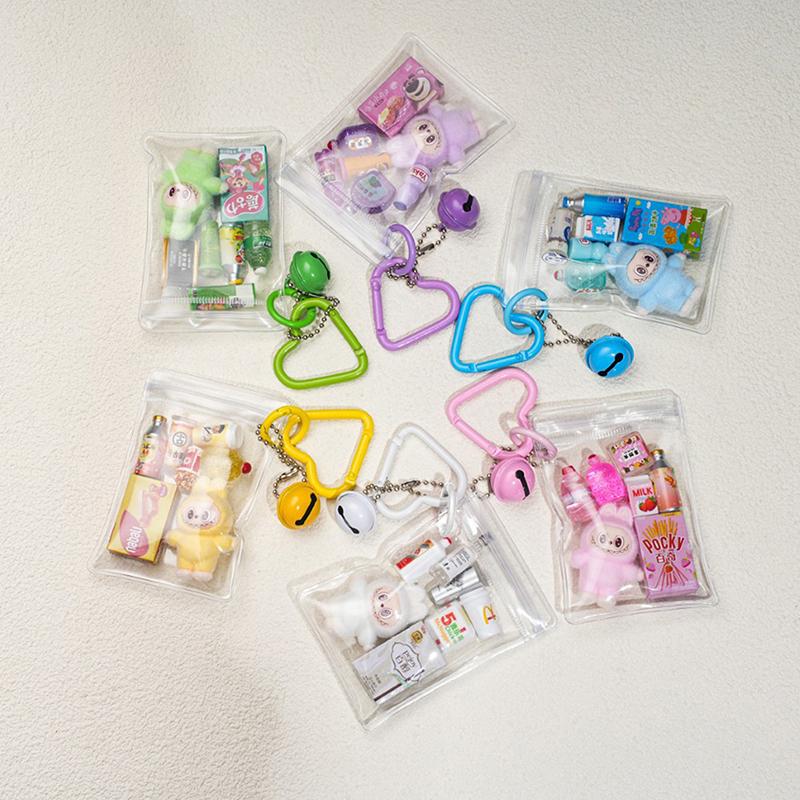 Kawaii Labubu Keychain Creative Cartoon Anime Keyring Girly Bag Pendant Backpack Hanging Decoration Lovely Gifts