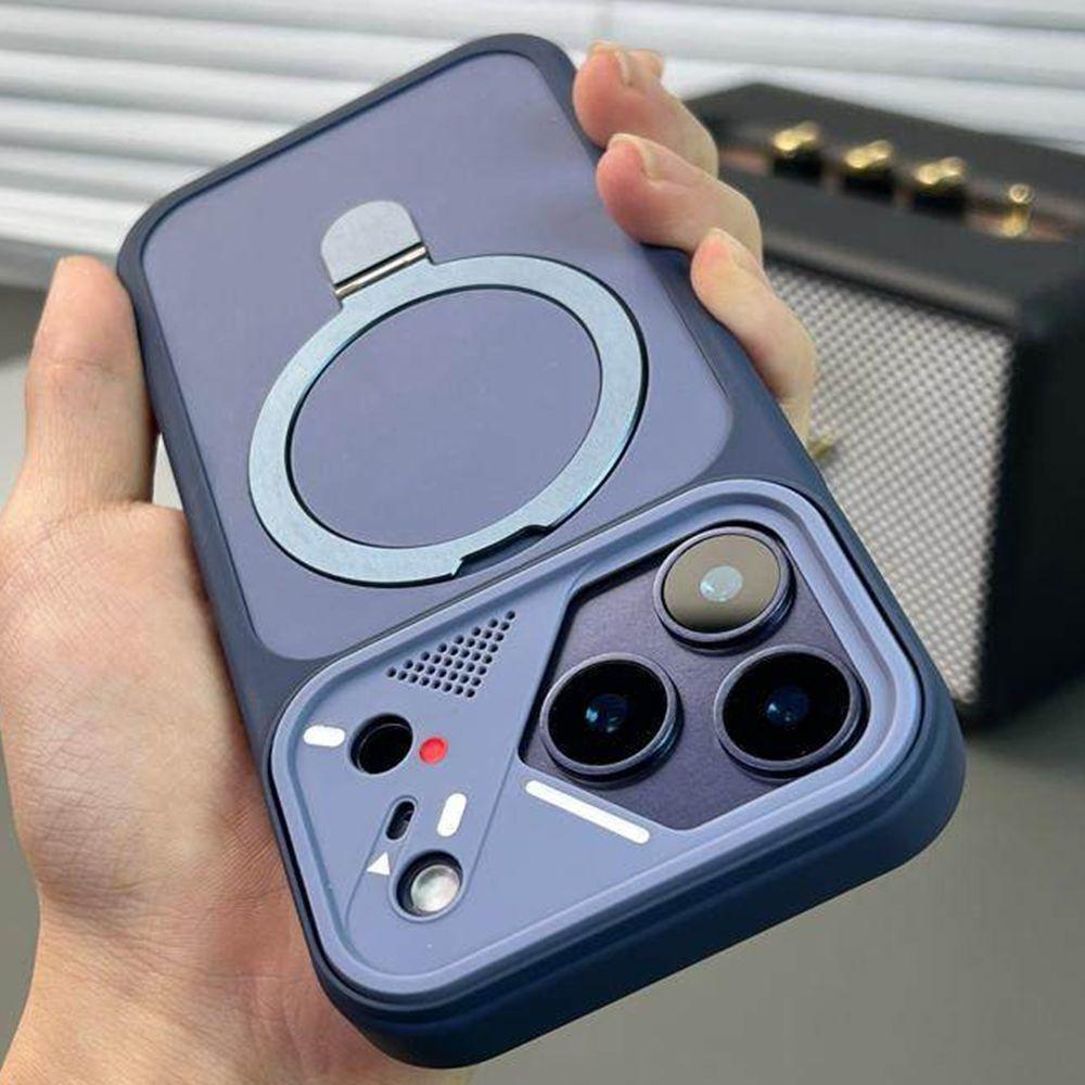 Luxury Matte Soft Frame For Magsafe Holder Case For iPhone 17 Air 16 15 14 13 12 Pro Max Plus 11 Bracket Shockproof Armor Cover