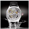 Classic Mechanical Style Stainless Steel Buckle Skeleton Dial Screw Crown Luminous Men's Quartz Watch