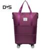 Reisegepäcktasche, Trolley-Tasche mit Rädern, wasserdicht, erweiterbar, für die Übernachtung, tragbar, zusammenklappbar, für Reisen, Einkaufen, Fitnessstudio