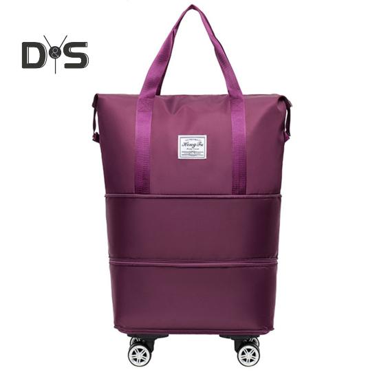 Reisegepäcktasche, Trolley-Tasche mit Rädern, wasserdicht, erweiterbar, für die Übernachtung, tragbar, zusammenklappbar, für Reisen, Einkaufen, Fitnessstudio
