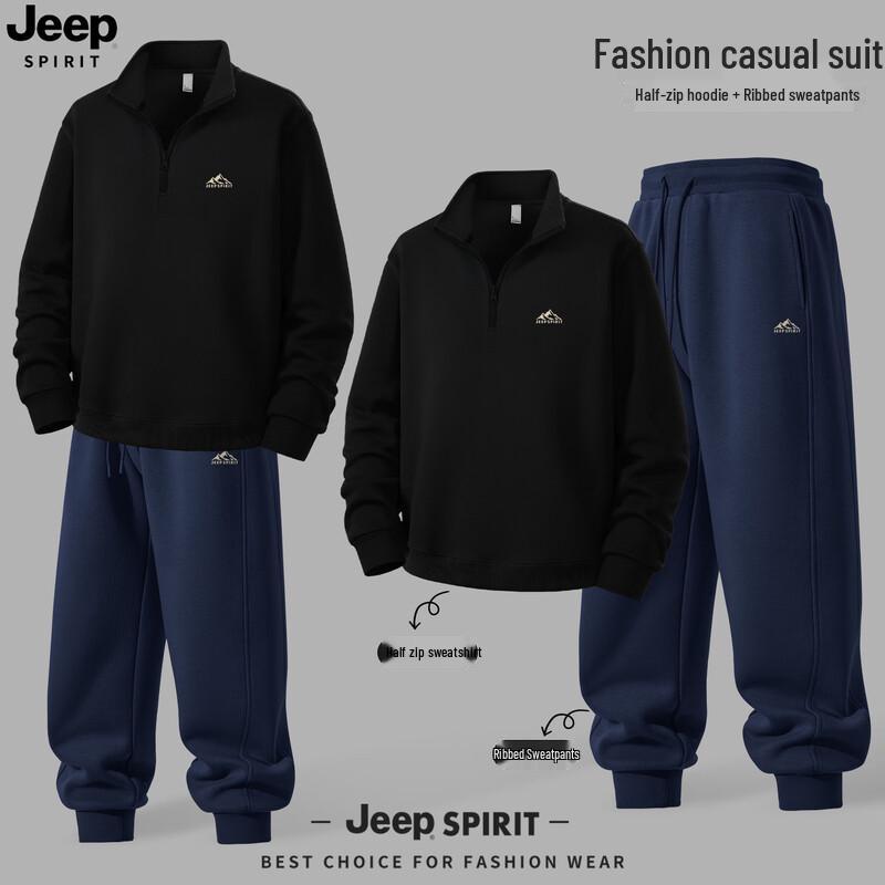 

JEEP SPIRIT Men s Loose Fit Sweatshirt & Sweatpants Set L