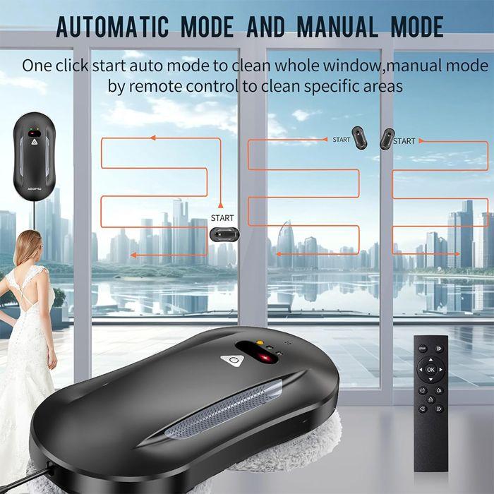 Robot window cleaner - Robot window wash 5600Pa - Automatic spraying - 3 cleaning modes - Remote control & 10 cleaning cloths