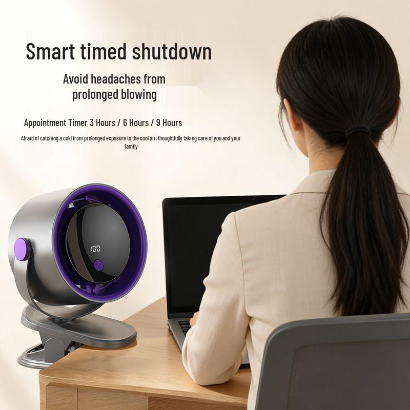 Portable Clip-on Leafless Mini Fan for Office & Dorm—100 Speed Settings